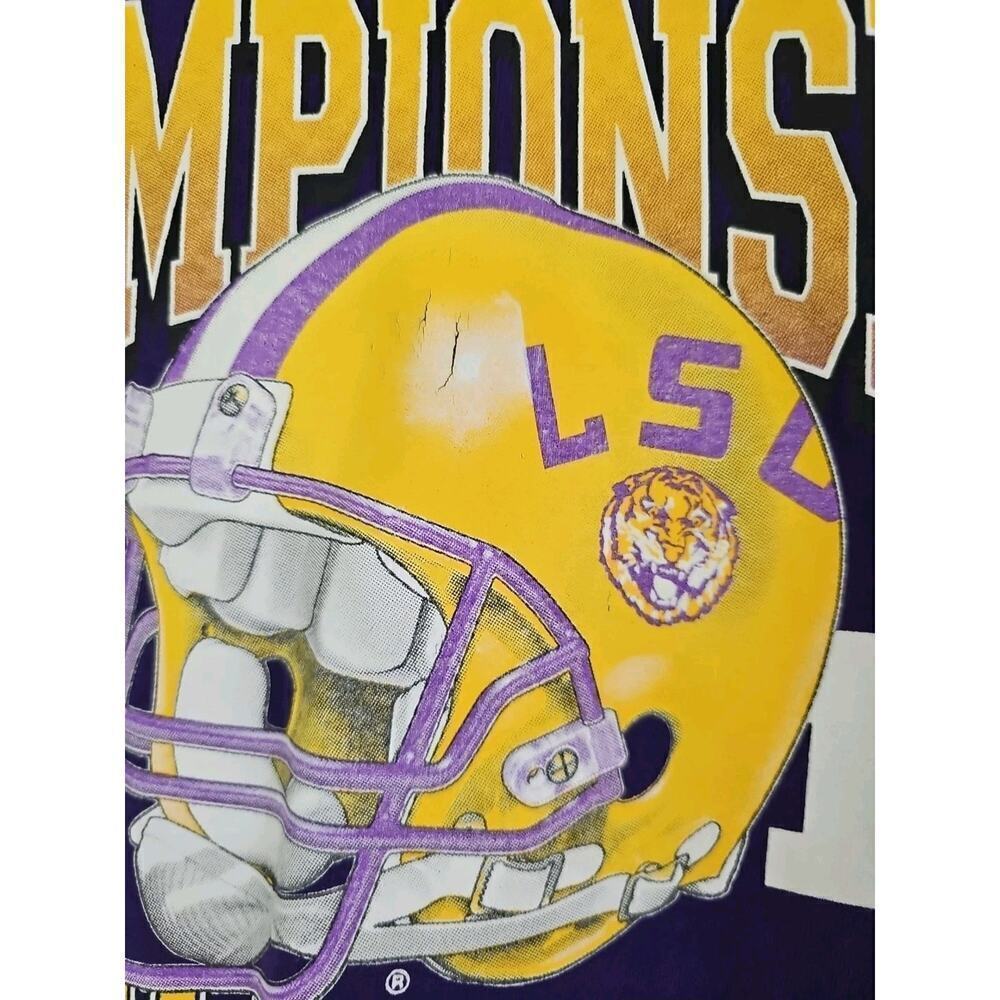LSU TIGERS New Orleans 2012 NATIONAL CHAMPIONS 2011 Purple T-Shirt Long Sleeve - Picture 4 of 11